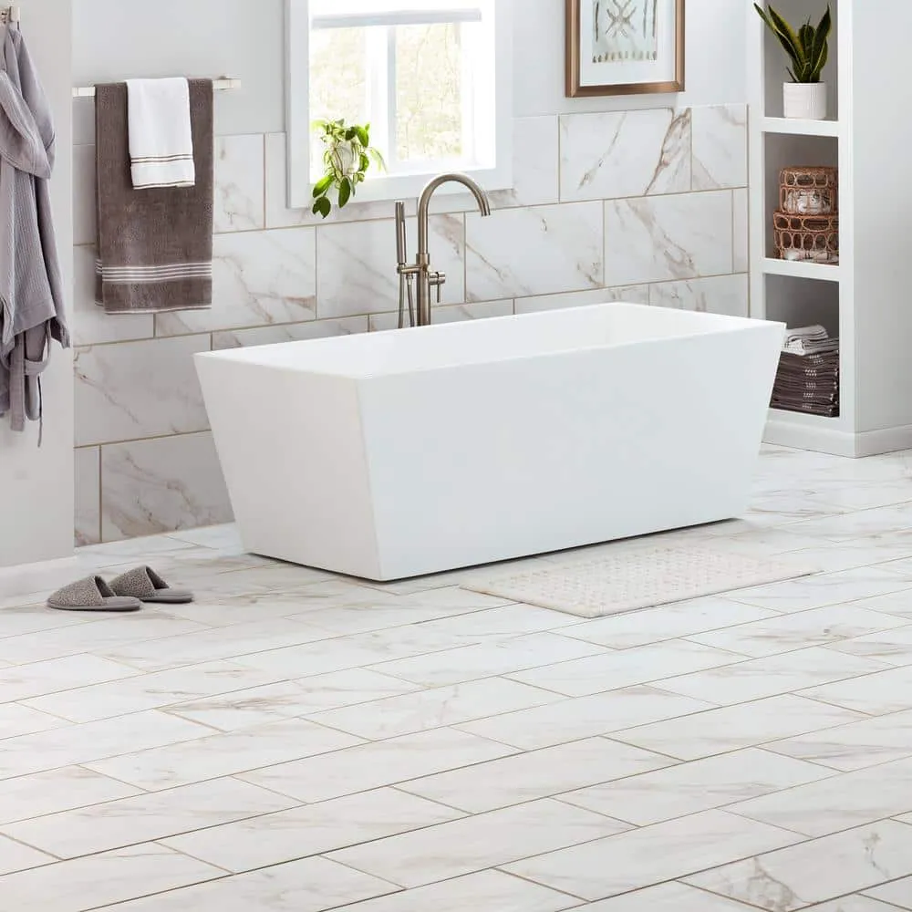 Marazzi Sanden Calacatta Gold Marble Matte 12 in. x 24 in. Glazed Porcelain Floor and Wall Tile, 15.6 sq. ft. per Case, photo 7 of 9