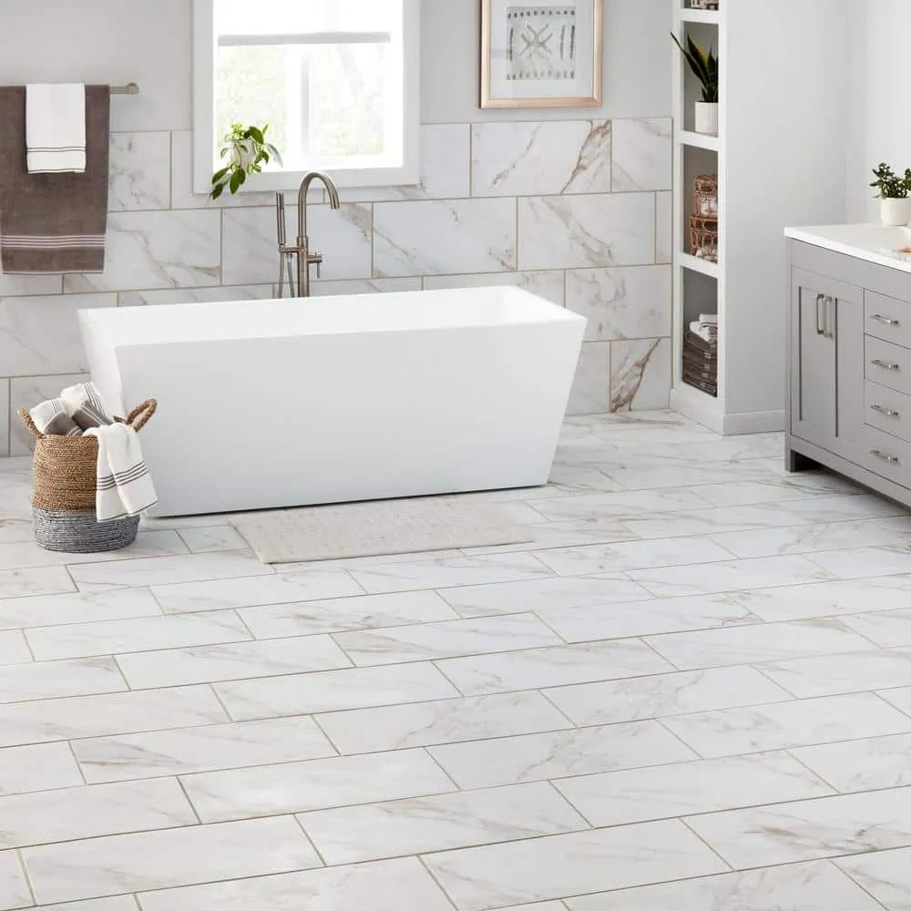 Marazzi Sanden Calacatta Gold Marble Matte 12 in. x 24 in. Glazed Porcelain Floor and Wall Tile, 15.6 sq. ft. per Case, photo 6 of 9