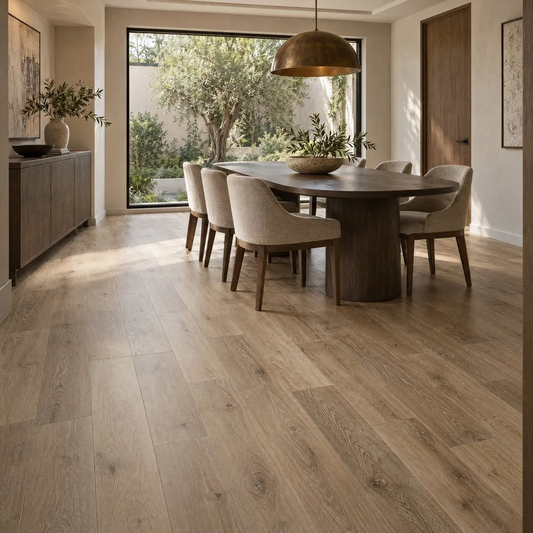 CALI Mute Step Aged Hickory 6.5-mm x 7-in W x 48-in L Waterproof Interlocking Luxury Vinyl Plank Flooring (24.03-sq ft/case), in a room, photo 2 of 2