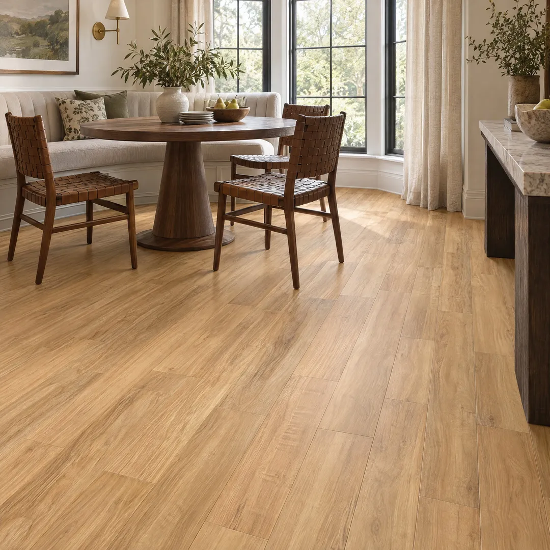CALI Pro Classic Blonde Ale 5.5-mm x 7-in W x 48-in L Waterproof Interlocking Luxury Vinyl Plank Flooring (23.77-sq ft/case), in a room, photo 2 of 2