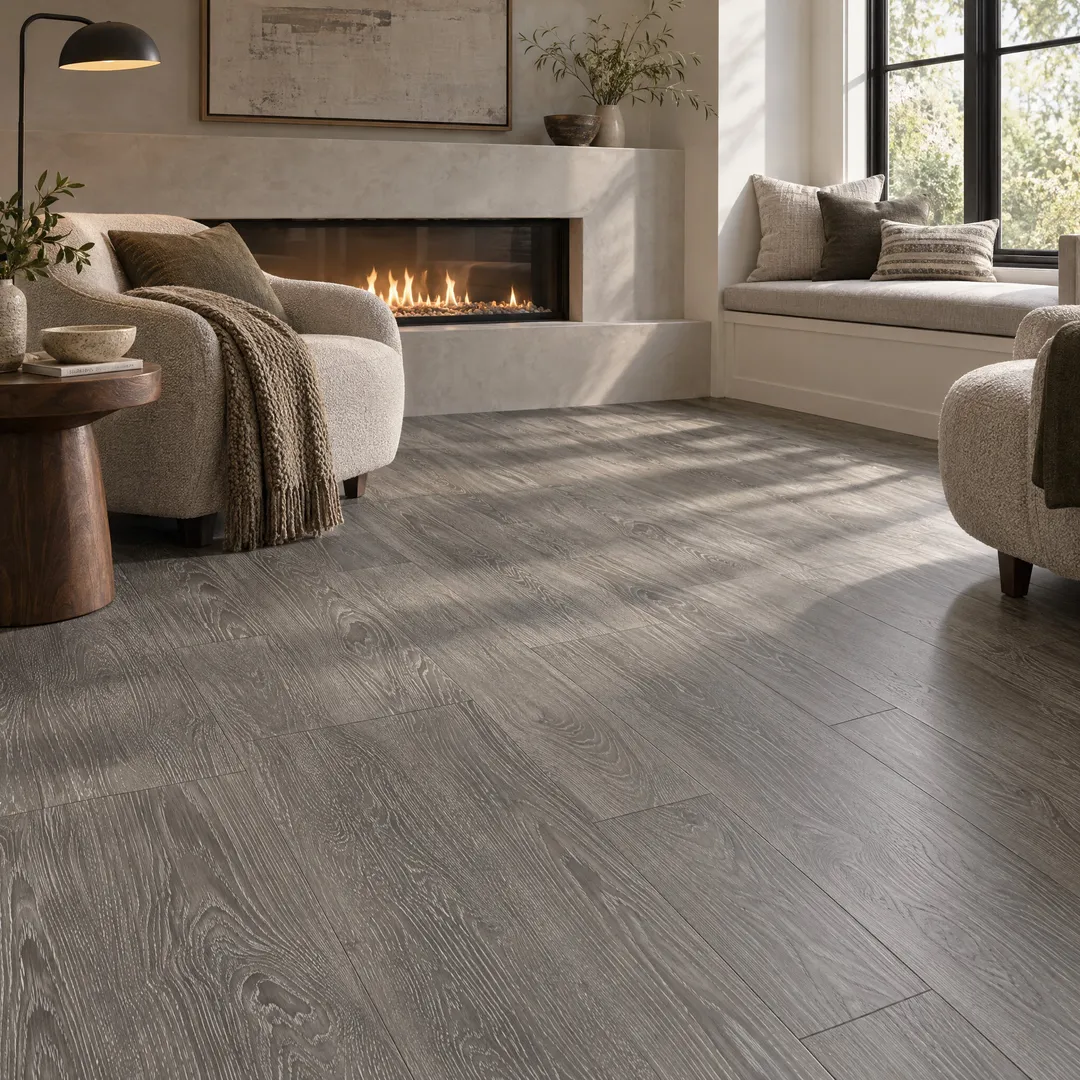CALI Mute Step Breakwater Oak Waterproof Luxury Vinyl Plank Flooring - 24.03 sq ft Carton, in a room, photo 2 of 2