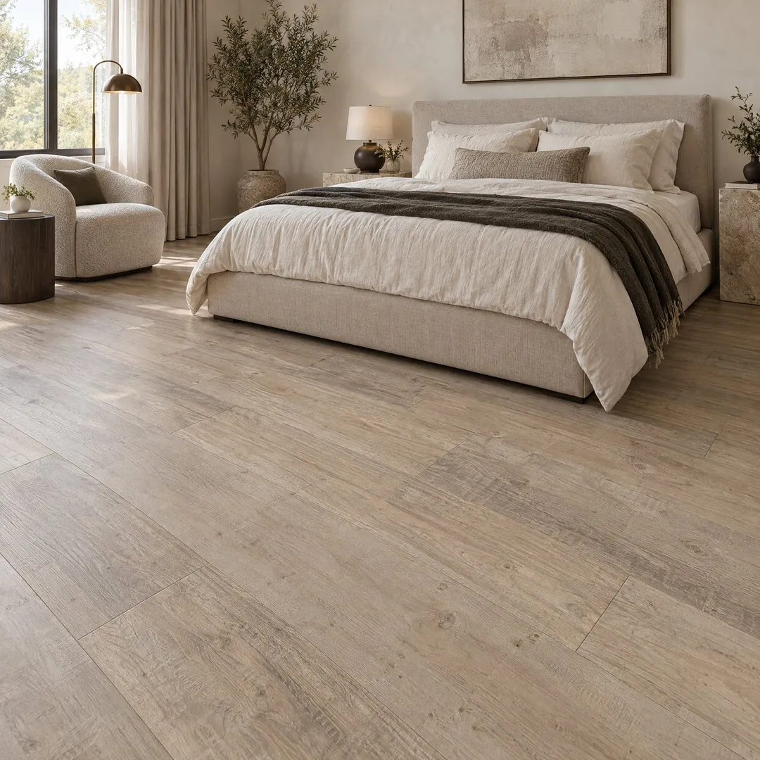 CALI Aqua Tough XL Canyon Cove Brown 20-mil x 9-in W x 60-in L Waterproof Interlocking Luxury Vinyl Plank Flooring (37.54-sq ft/ Carton), in a room, photo 2 of 2