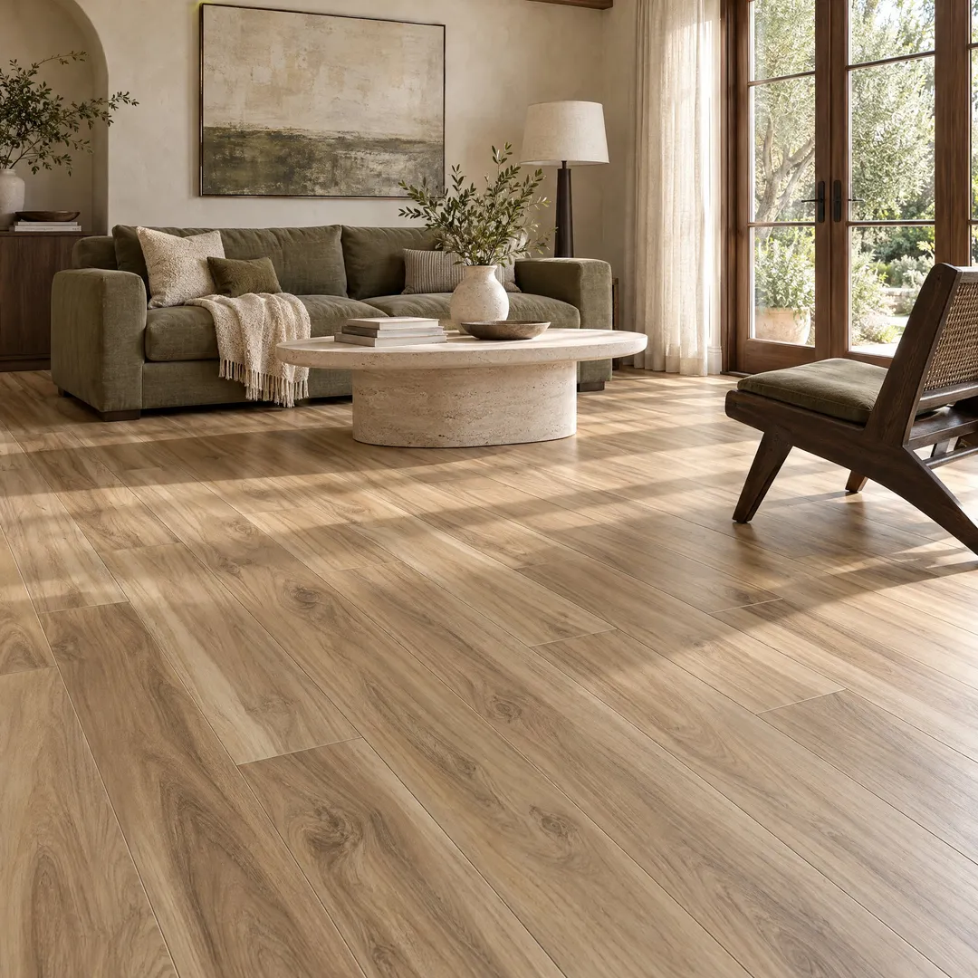 CALI Mute Step Coastal Eucalyptus 20-mil Waterproof Luxury Vinyl Plank Flooring - 24.03 sq ft Carton, in a room, photo 2 of 2