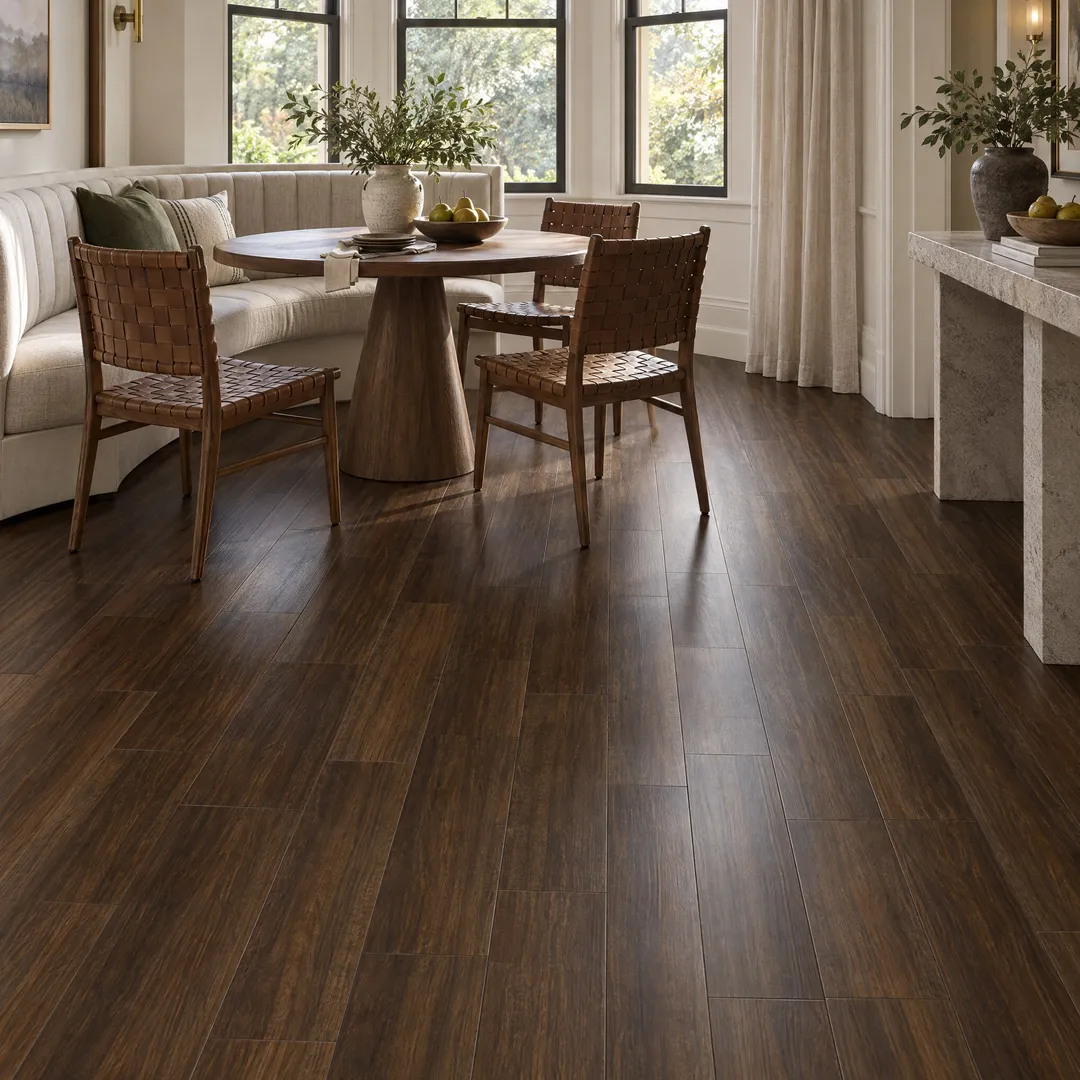 CALI Vinyl Pro Classic Hickory Brook 7-in W x 48-in L x 5.5-mm Waterproof Interlocking Luxury Vinyl Plank Flooring (23.77-sq ft/carton), in a room, photo 2 of 2