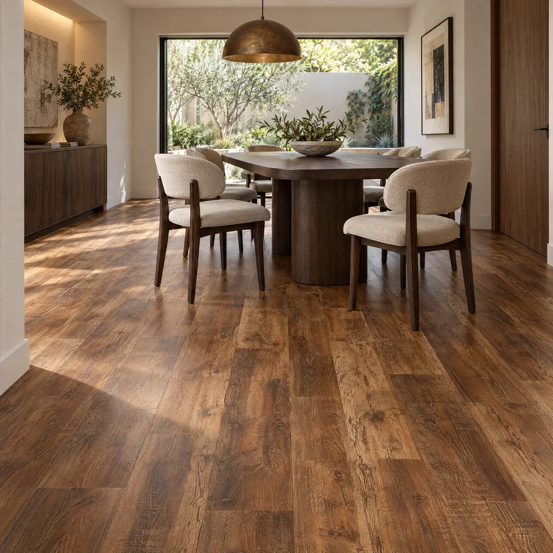 CALI Vinyl Pro Classic Mesquite 5.5-mm x 7-in W x 48-in L Waterproof Interlocking Luxury Vinyl Plank Flooring (23.77-sq ft/case), in a room, photo 2 of 2