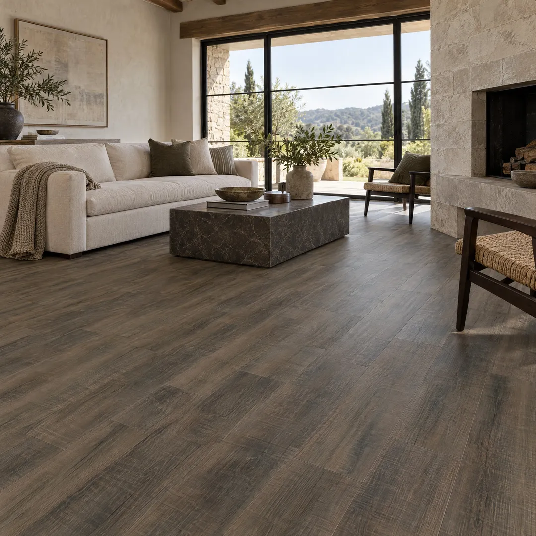 CALI Pro Classic Monterey 5.5-mm x 7-in W x 48-in L Waterproof Interlocking Luxury Vinyl Plank Flooring (23.77-sq ft/case), in a room, photo 2 of 2