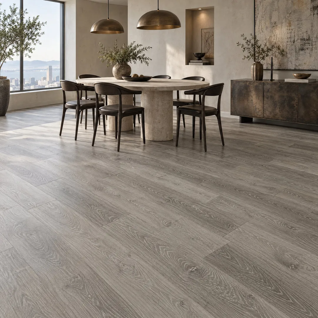 CALI Long-Board Vinyl Pro, 6-Piece, 9 in. x 70.87 in., Oceanic Oak Luxury Vinyl Plank Flooring, in a room, photo 2 of 2