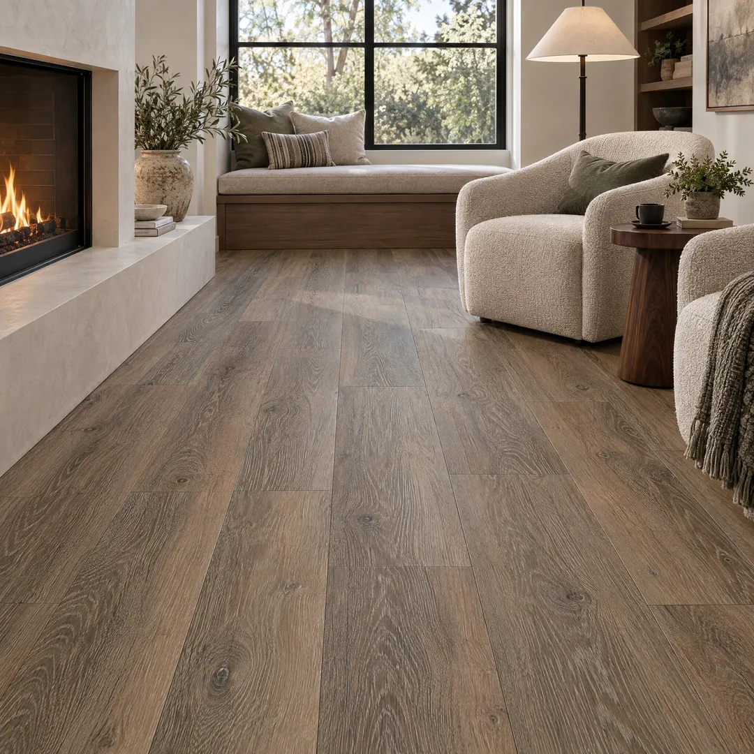 CALI Osprey Oak Waterproof Vinyl Plank Flooring - 20-mil Wear Layer, 26.62 sq ft Carton, Scratch Resistant, FloorScore Certified, in a room, photo 2 of 2