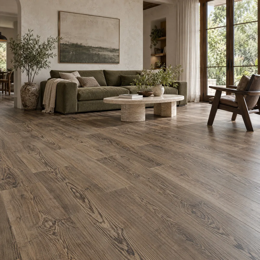 CALI Longboards Point Break Pine 8-mm x 9-in W x 70-in L Waterproof Interlocking Luxury Vinyl Plank Flooring (26.62-sq ft/case), in a room, photo 2 of 2