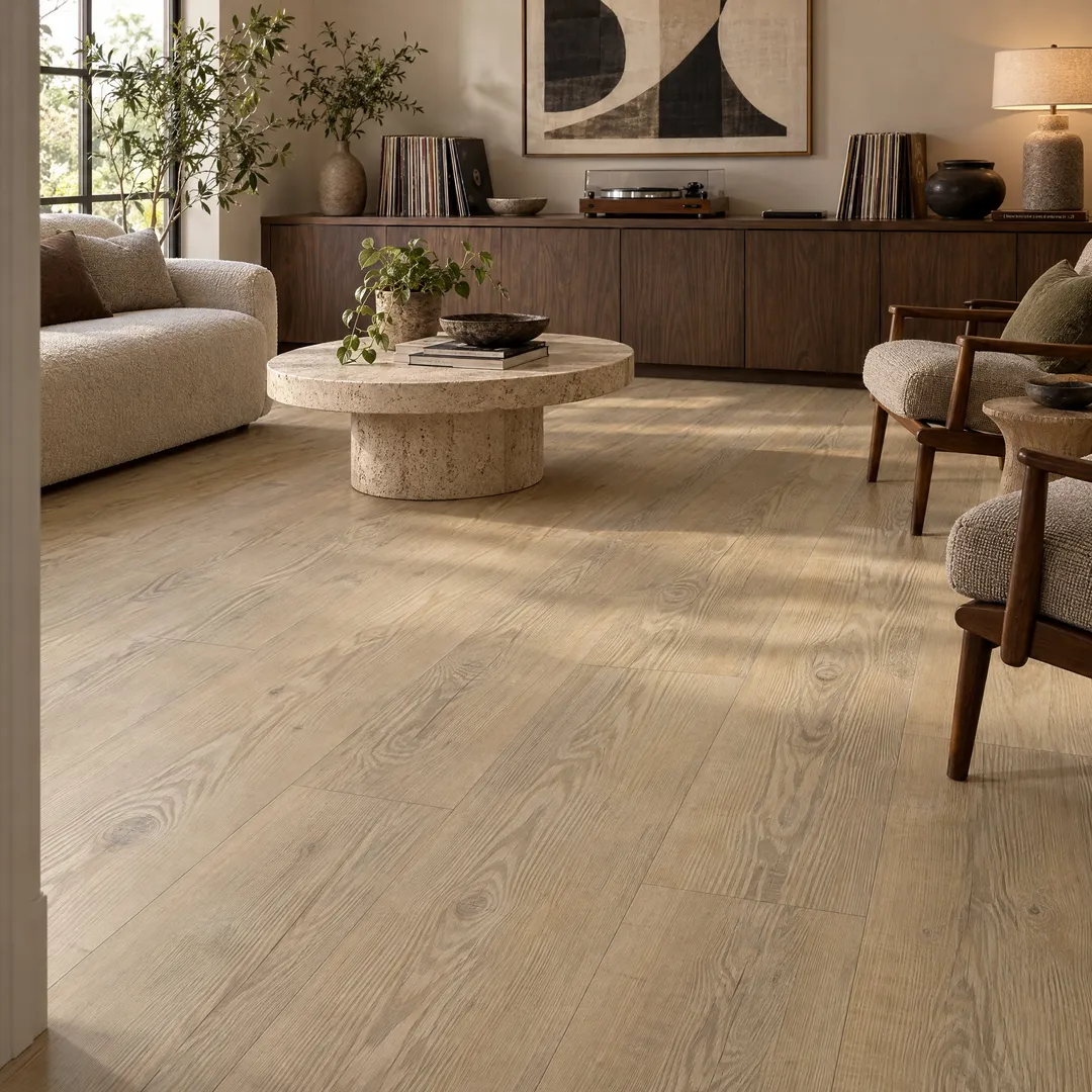 CALI Aqua Tough Sandpiper Pine 4.7-mm x 7-3/32-in W x 48-in L Waterproof Luxury Vinyl Plank Flooring (23.77-sq ft/case), in a room, photo 2 of 2
