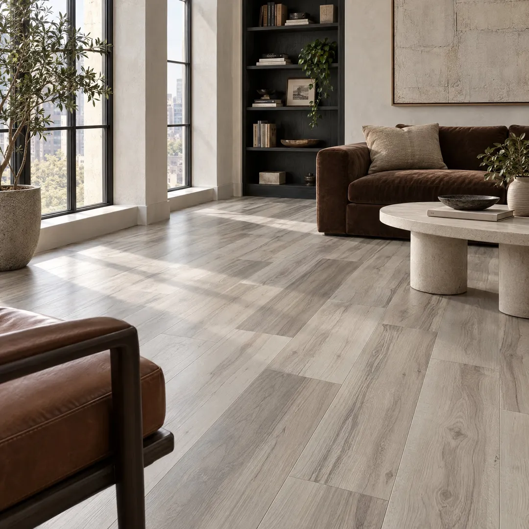 CALI Vinyl Pro with Mute Step Seascape Hickory 7-in W x 6.5-mm T Waterproof Interlocking Luxury Vinyl Plank Flooring (24.03-sq ft/carton), in a room, photo 2 of 2