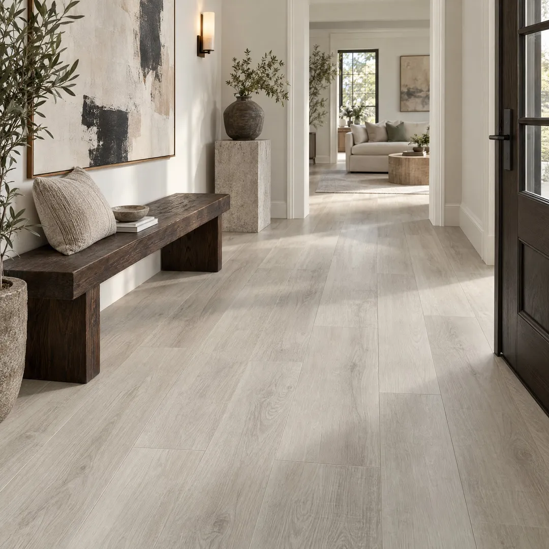 CALI Mute Step White Aspen Luxury Vinyl Plank Flooring - Waterproof, Scratch Resistant, 24.03 sq ft Carton, in a room, photo 2 of 2