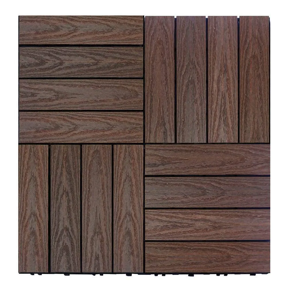 NewTechWood UltraShield Naturale 1 ft. x 1 ft. Quick Deck Outdoor Composite Deck Tile in California Redwood (10 sq. ft. per box), photo 6 of 9