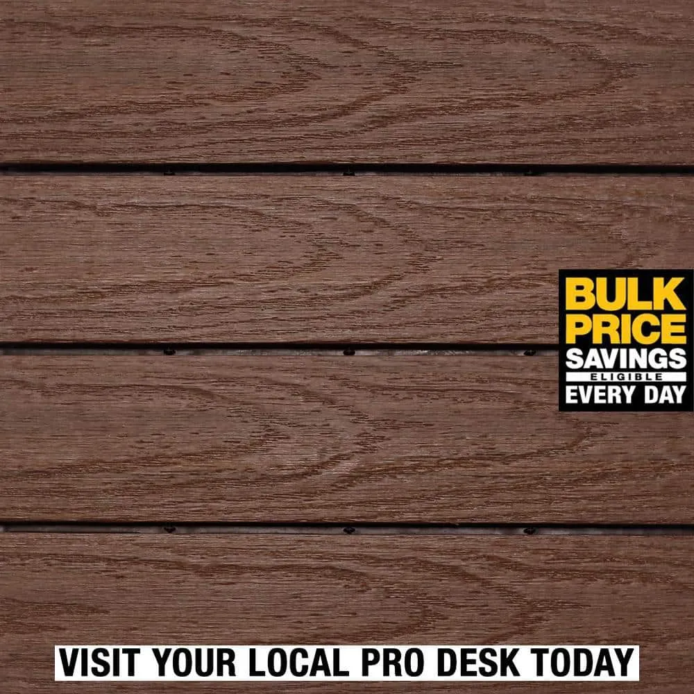 NewTechWood UltraShield Naturale 1 ft. x 1 ft. Quick Deck Outdoor Composite Deck Tile in California Redwood (10 sq. ft. per box), photo 2 of 9