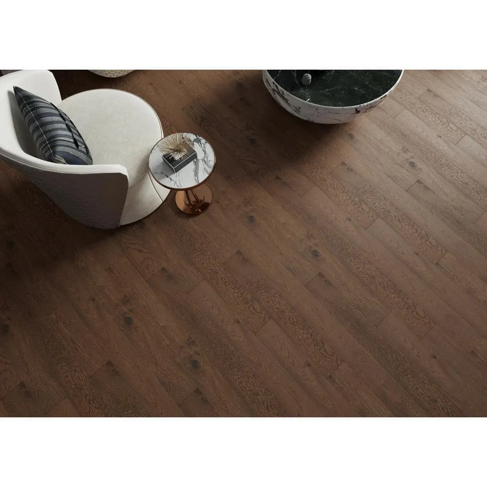 ACQUA FLOORS Cameron Oak 1/4 in. T x 5 in. W Click Lock Wire Brushed Engineered Hardwood Flooring (16.68 sq.ft./case), photo 5 of 7