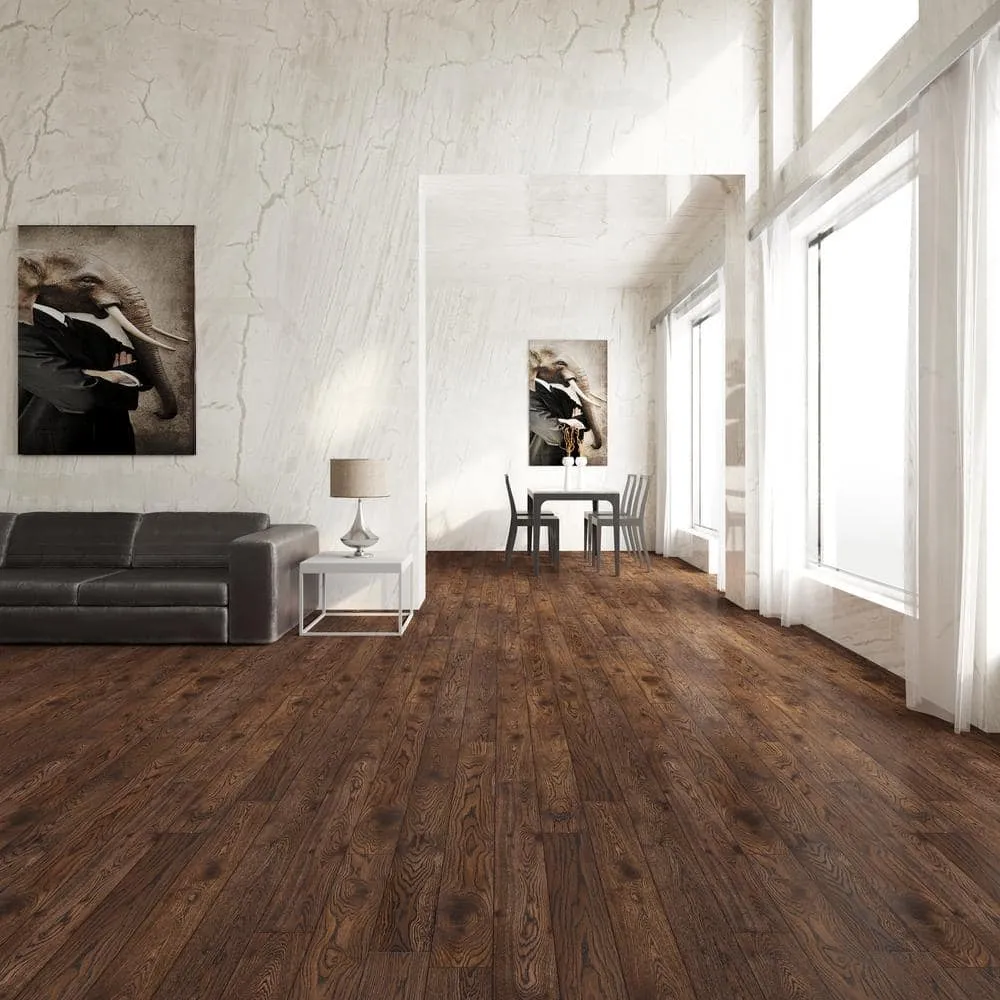 ACQUA FLOORS Cameron Oak 1/4 in. T x 5 in. W Click Lock Wire Brushed Engineered Hardwood Flooring (16.68 sq.ft./case), photo 2 of 7