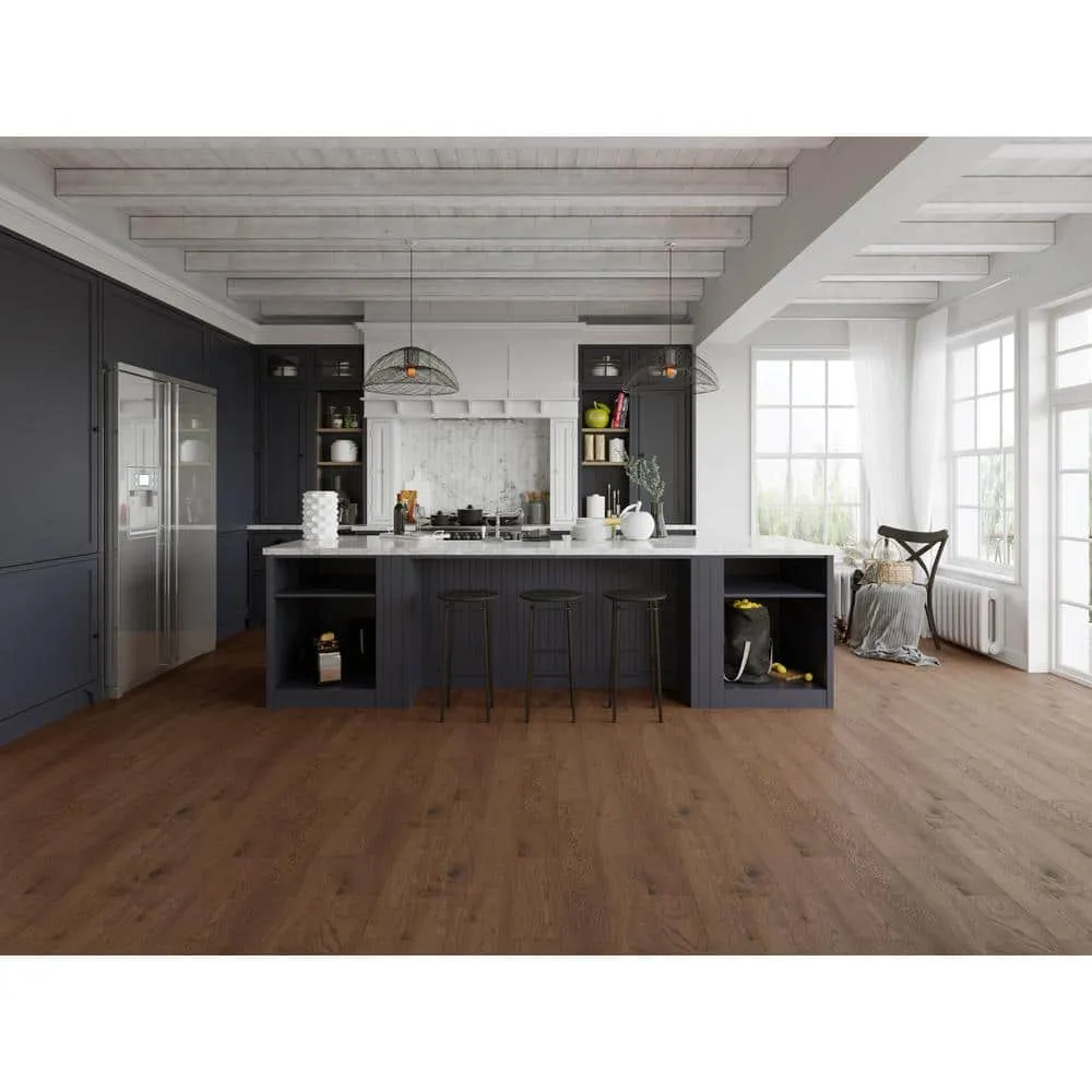 ACQUA FLOORS Cameron Oak 1/4 in. T x 5 in. W Click Lock Wire Brushed Engineered Hardwood Flooring (16.68 sq.ft./case), photo 6 of 7