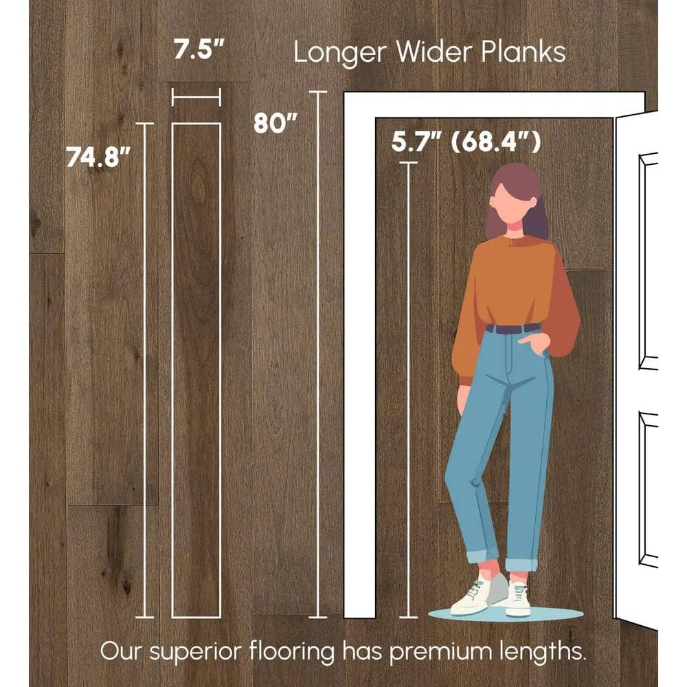ASPEN FLOORING Cannon Hickory 1/2 in. T x 7.5 in. W Water Resistant Wire Brushed Engineered Hardwood Flooring (31.09 sqft/case), photo 5 of 12