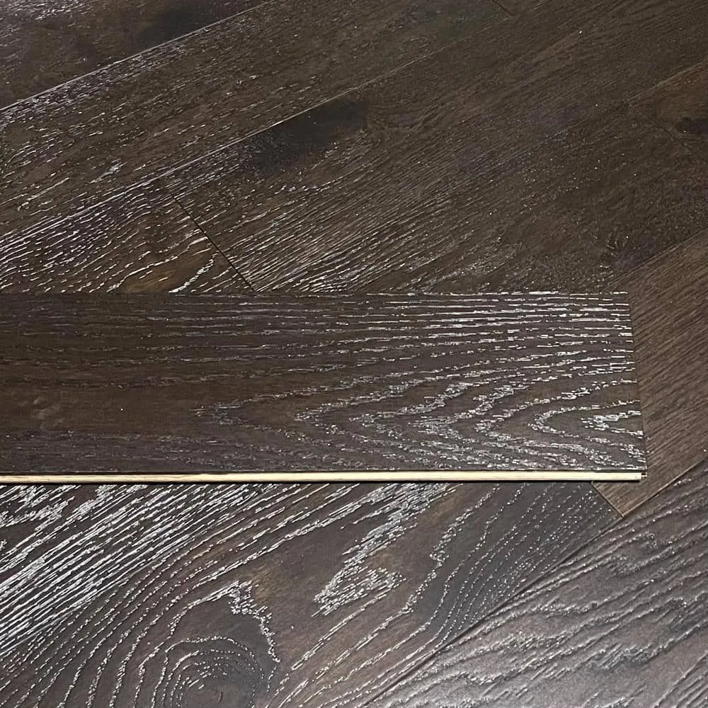 Dekorman Caramel Oak 3/8 in. T x 6.5 in. W Tongue and Groove Wire Brushed Engineered Hardwood Flooring (31.97 sq.ft./case), photo 2 of 3