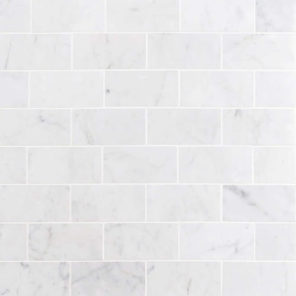 Ivy Hill Tile White Carrara 3 in. x 6 in. x 9mm Polished Marble Subway Tile (40 Pieces, 5 sq. ft. per Box), photo 5 of 8