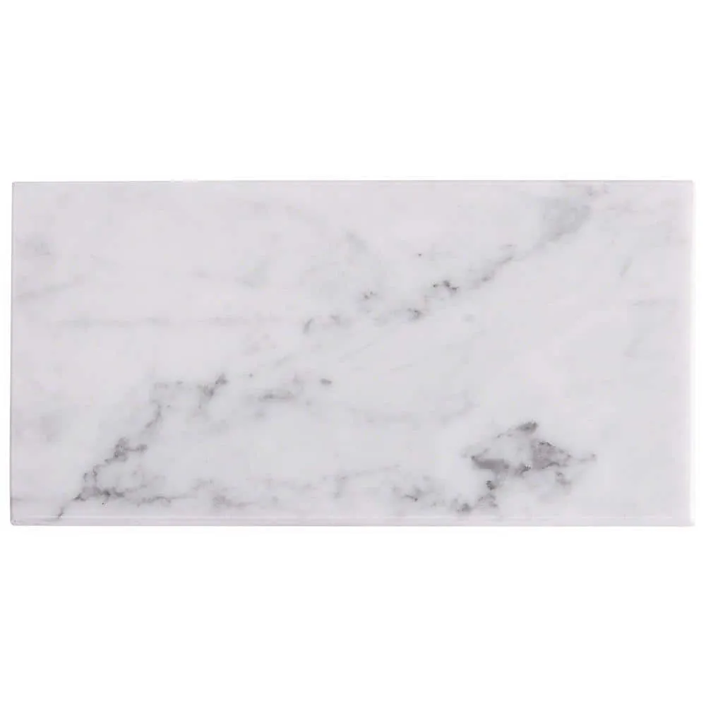 Ivy Hill Tile White Carrara 3 in. x 6 in. x 9mm Polished Marble Subway Tile (40 Pieces, 5 sq. ft. per Box), photo 7 of 8
