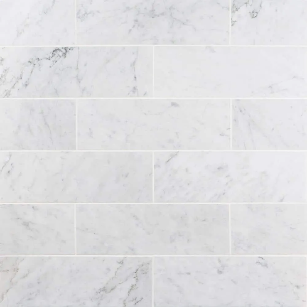 Ivy Hill Tile White Carrara 4 in. x 12 in. x 9mm Polished Marble Subway Tile (30 Pieces, 10 sq. ft. per Box), photo 5 of 8