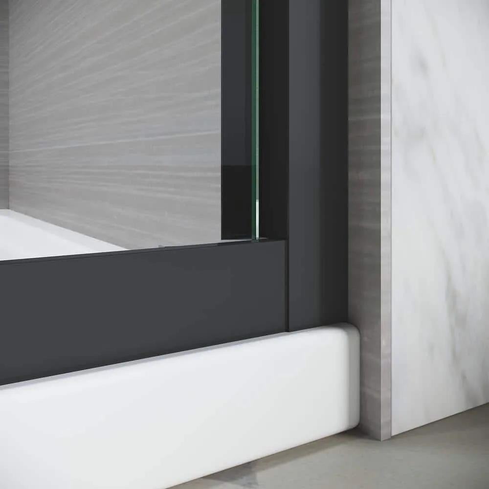 CASAINC 50-54 in. W x 72 in. H Sliding Adjustable Semi-Frameless Shower Door in Matte Black with Thick Clear Tempered Glass, photo 6 of 8