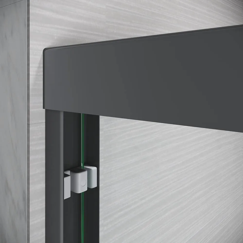 CASAINC 50-54 in. W x 72 in. H Sliding Adjustable Semi-Frameless Shower Door in Matte Black with Thick Clear Tempered Glass, photo 5 of 8