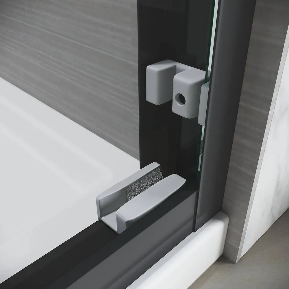 CASAINC 50-54 in. W x 72 in. H Sliding Adjustable Semi-Frameless Shower Door in Matte Black with Thick Clear Tempered Glass, photo 4 of 8