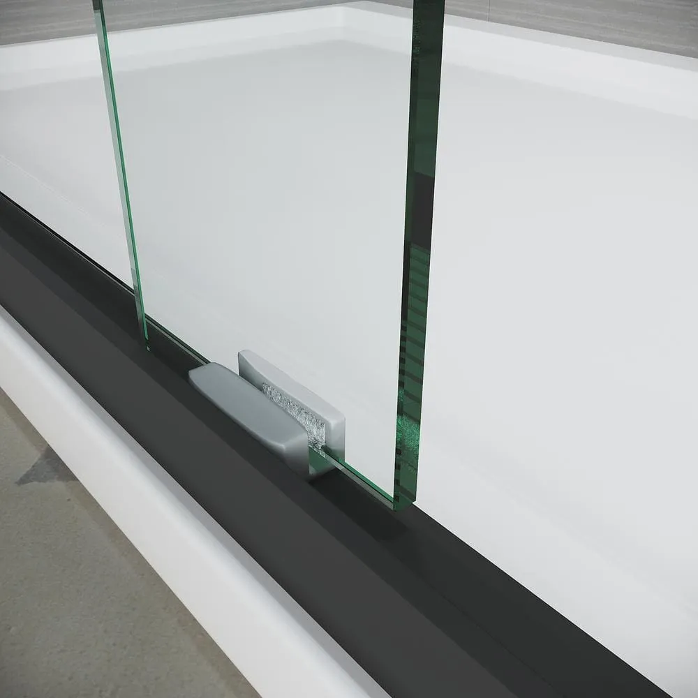 CASAINC 50-54 in. W x 72 in. H Sliding Adjustable Semi-Frameless Shower Door in Matte Black with Thick Clear Tempered Glass, photo 8 of 8