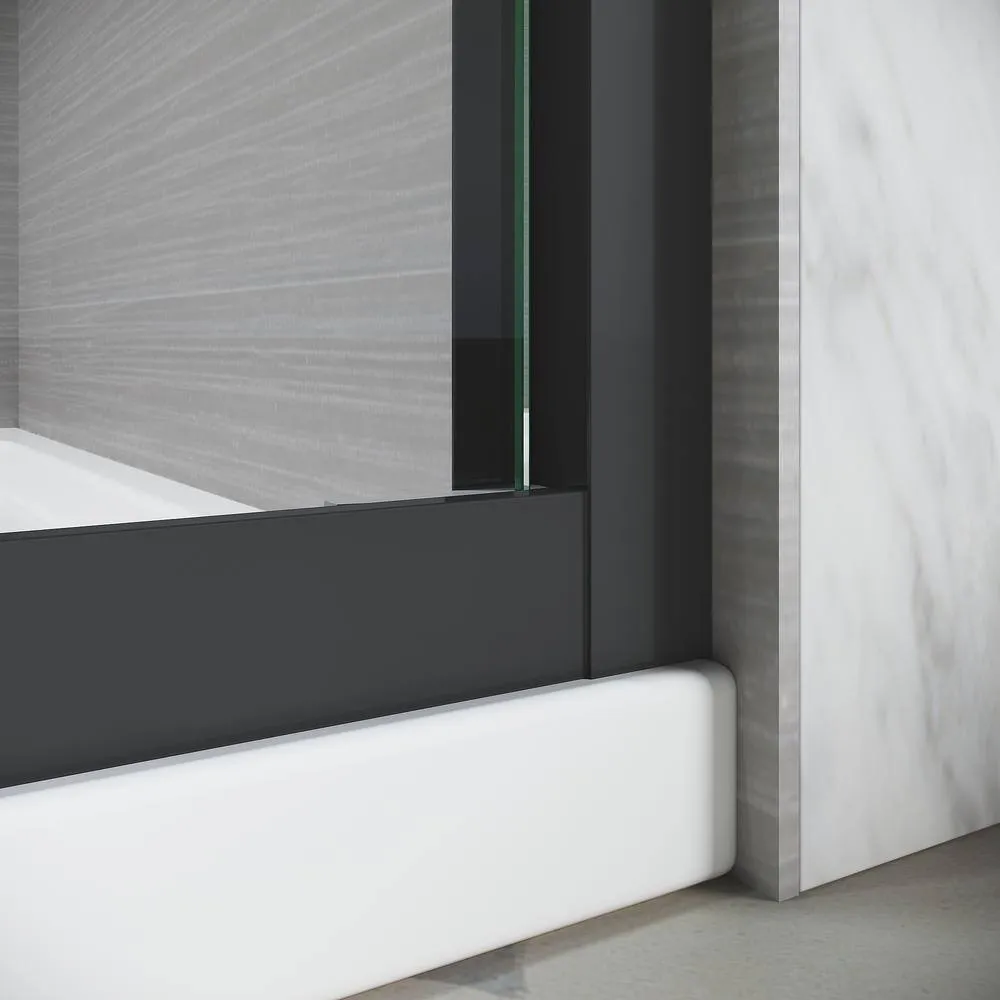 CASAINC 44-48 in. W x 72 in. H Sliding Adjustable Semi-Frameless Shower Door in Matte Black with Thick Clear Tempered Glass, photo 6 of 8