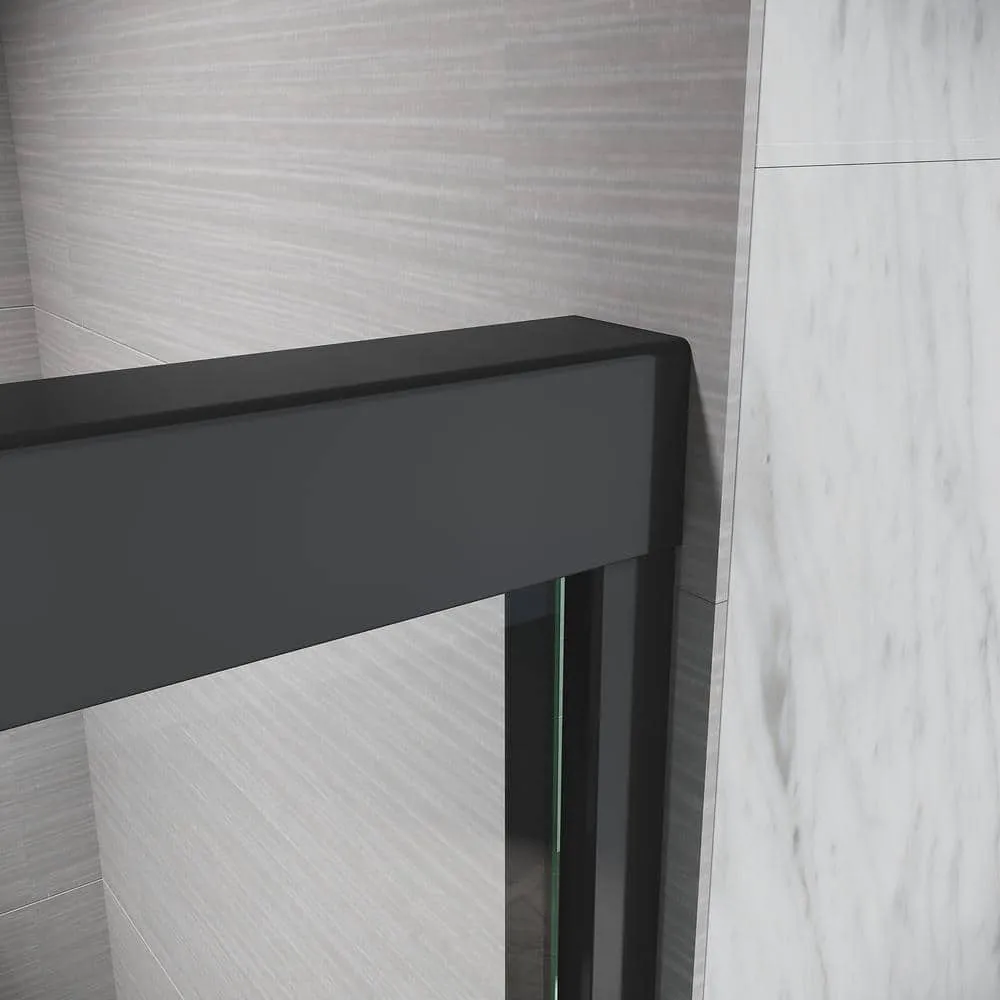 CASAINC 44-48 in. W x 72 in. H Sliding Adjustable Semi-Frameless Shower Door in Matte Black with Thick Clear Tempered Glass, photo 3 of 8