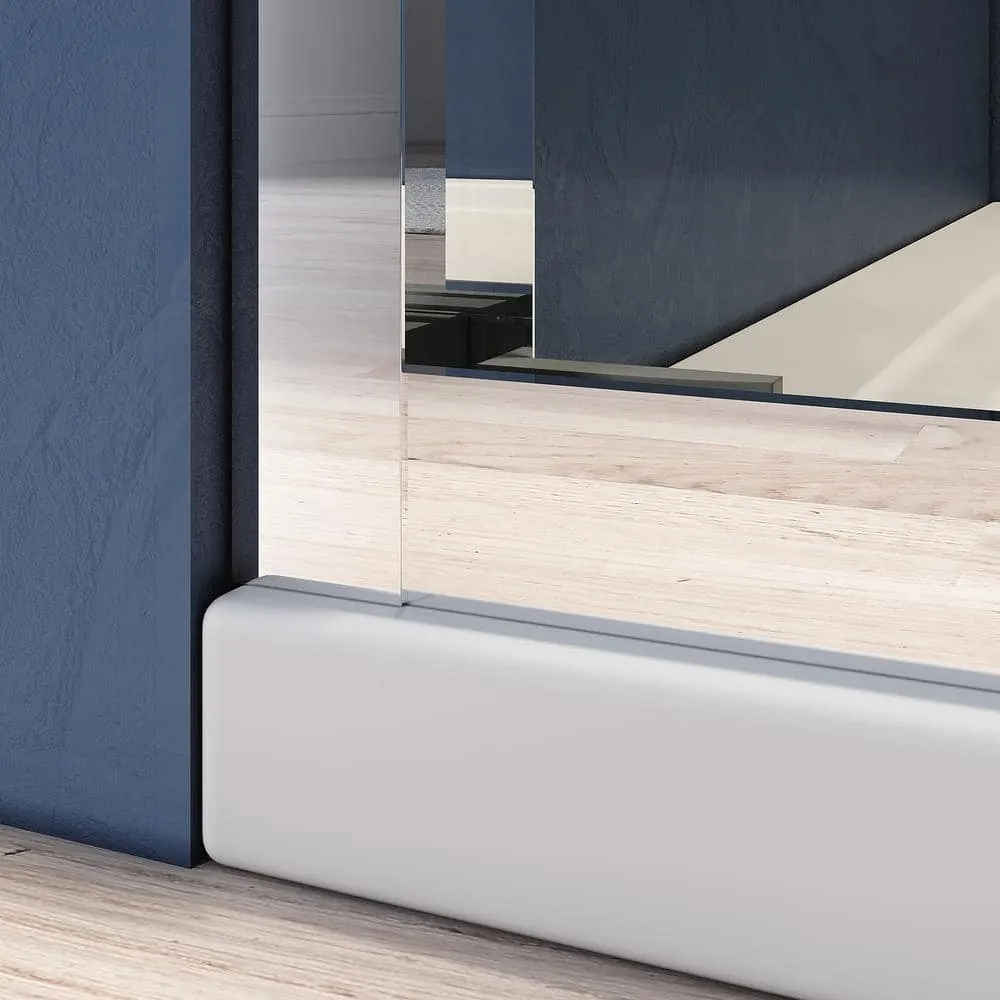 CASAINC 56-60 in. W x 72 in. H Sliding Adjustable Semi-Frameless Shower Door in Chrome with Thick Clear Tempered Glass, photo 3 of 8