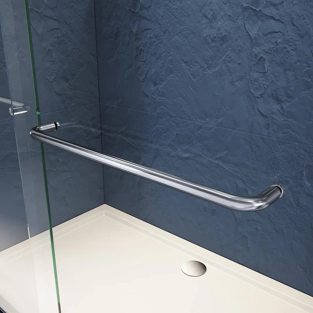 CASAINC 56-60 in. W x 72 in. H Sliding Adjustable Semi-Frameless Shower Door in Chrome with Thick Clear Tempered Glass, photo 5 of 8