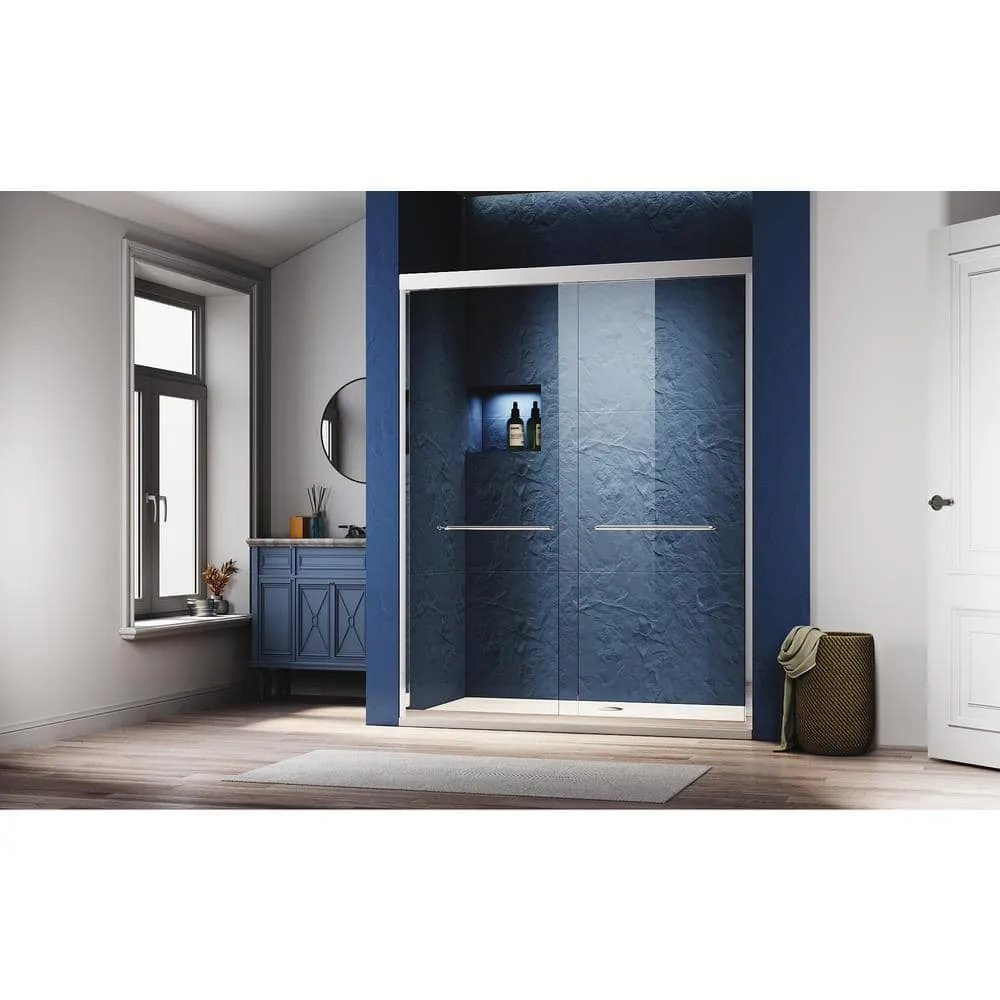 CASAINC 56-60 in. W x 72 in. H Sliding Adjustable Semi-Frameless Shower Door in Chrome with Thick Clear Tempered Glass, photo 2 of 8