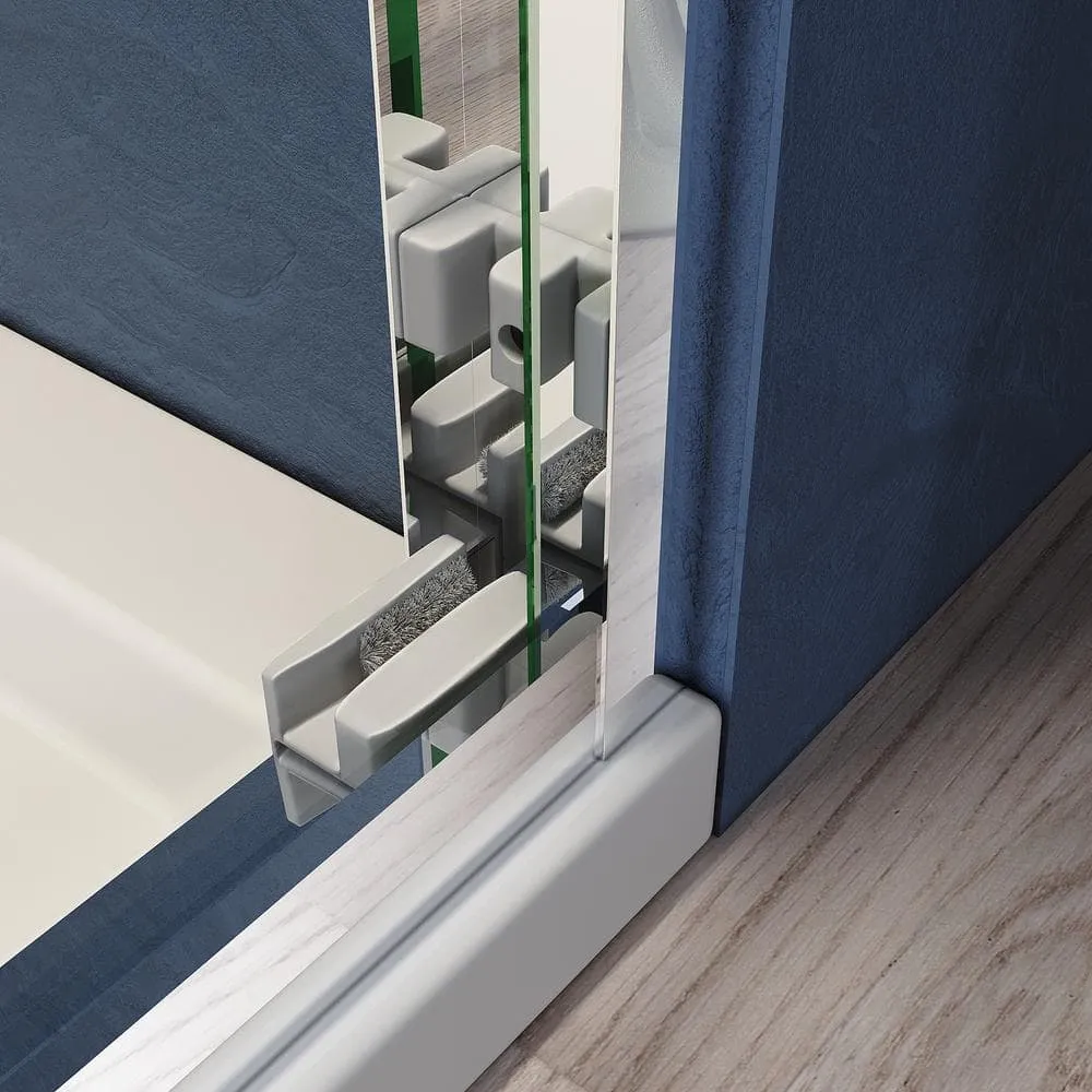 CASAINC 56-60 in. W x 72 in. H Sliding Adjustable Semi-Frameless Shower Door in Chrome with Thick Clear Tempered Glass, photo 8 of 8