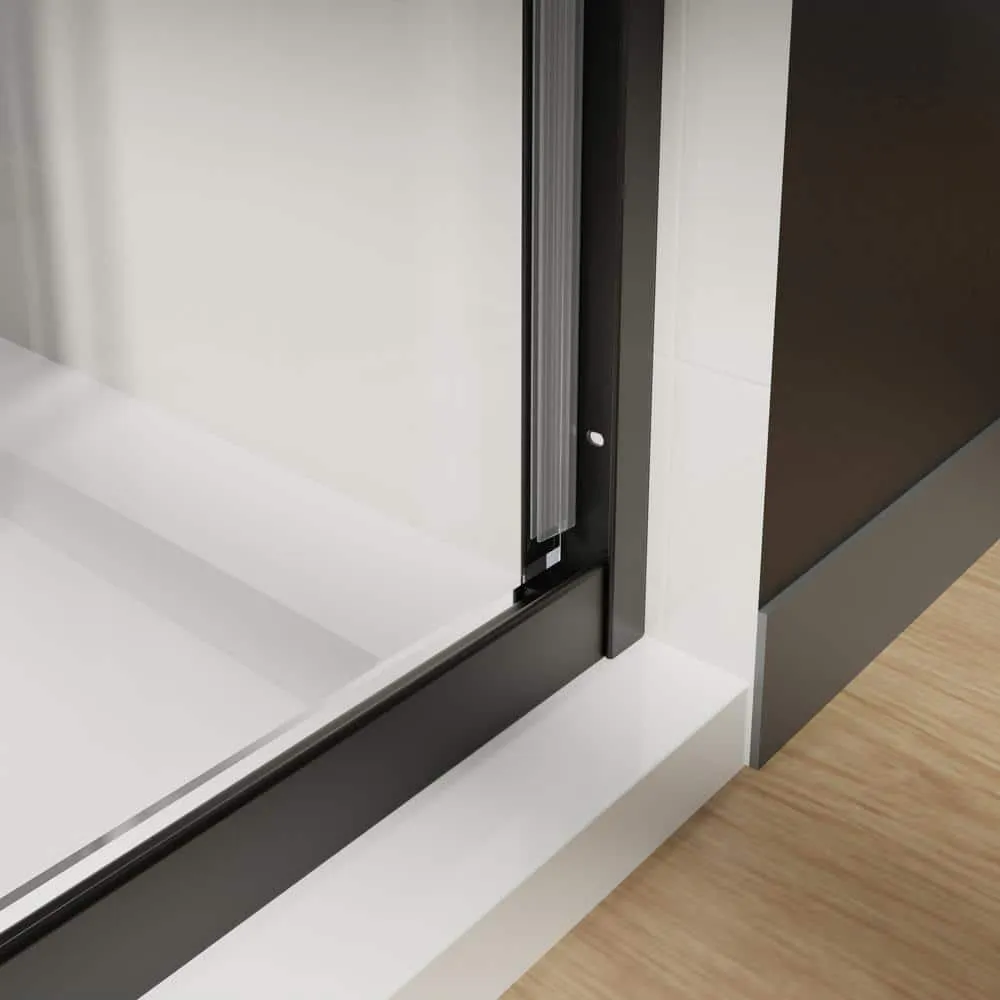CASAINC 48 in. W x 72 in. H Framed Sliding Shower Door in Black with Tempered Glass, photo 9 of 13