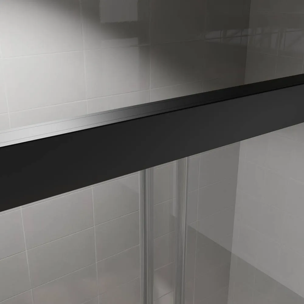 CASAINC 48 in. W x 72 in. H Framed Sliding Shower Door in Black with Tempered Glass, photo 10 of 13