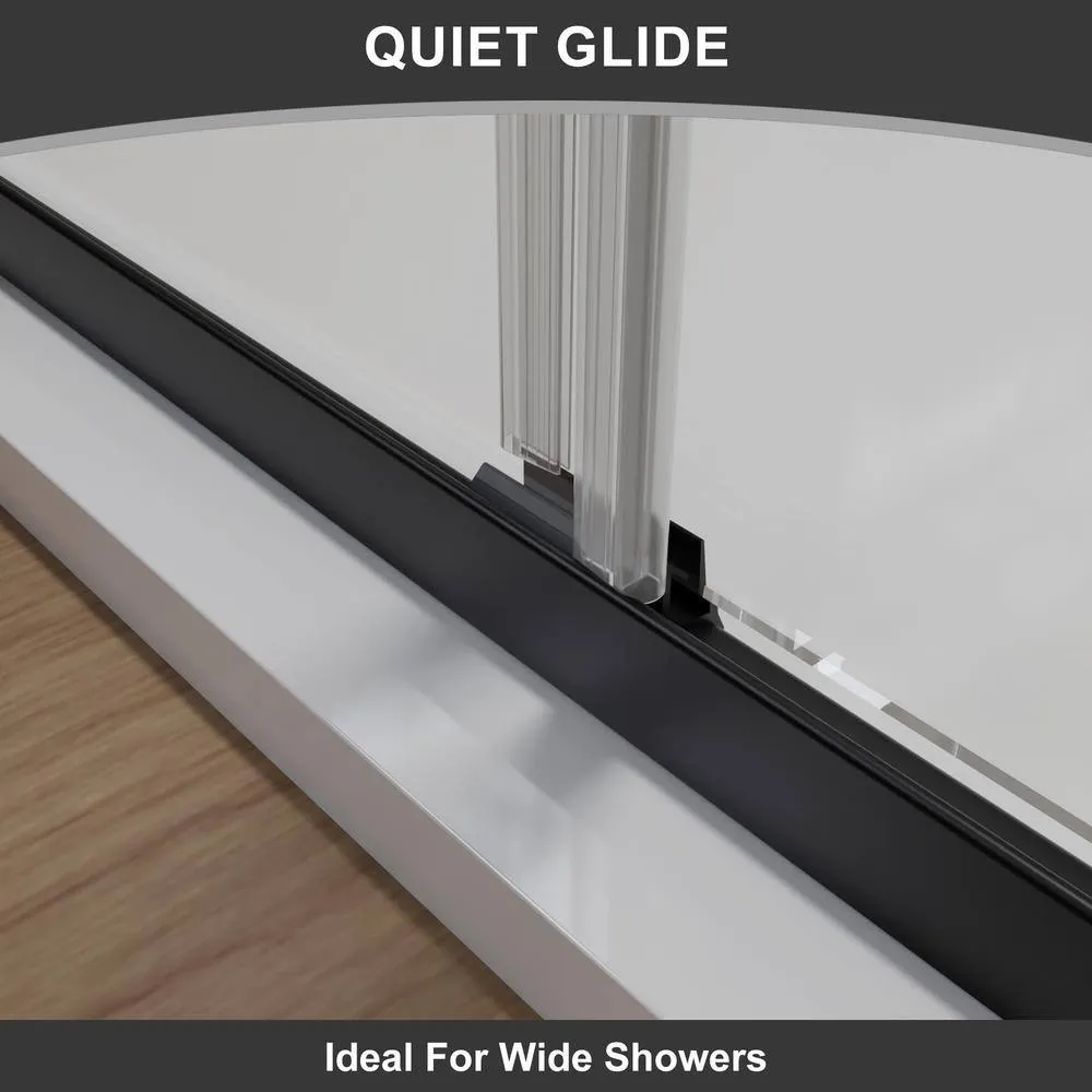 CASAINC 48 in. W x 72 in. H Framed Sliding Shower Door in Black with Tempered Glass, photo 5 of 13