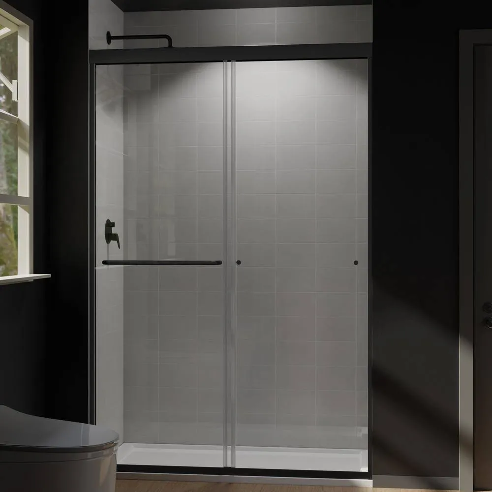 CASAINC 48 in. W x 72 in. H Framed Sliding Shower Door in Black with Tempered Glass, photo 12 of 13