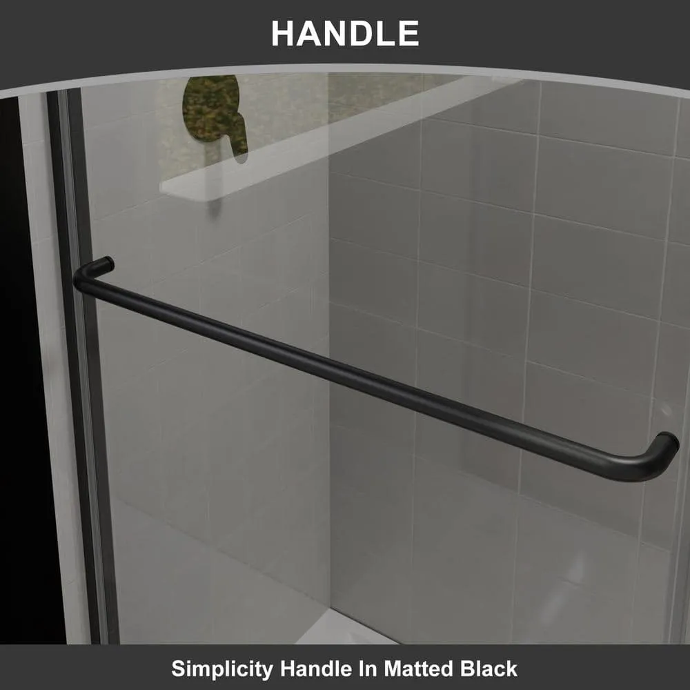 CASAINC 48 in. W x 72 in. H Framed Sliding Shower Door in Black with Tempered Glass, photo 6 of 13