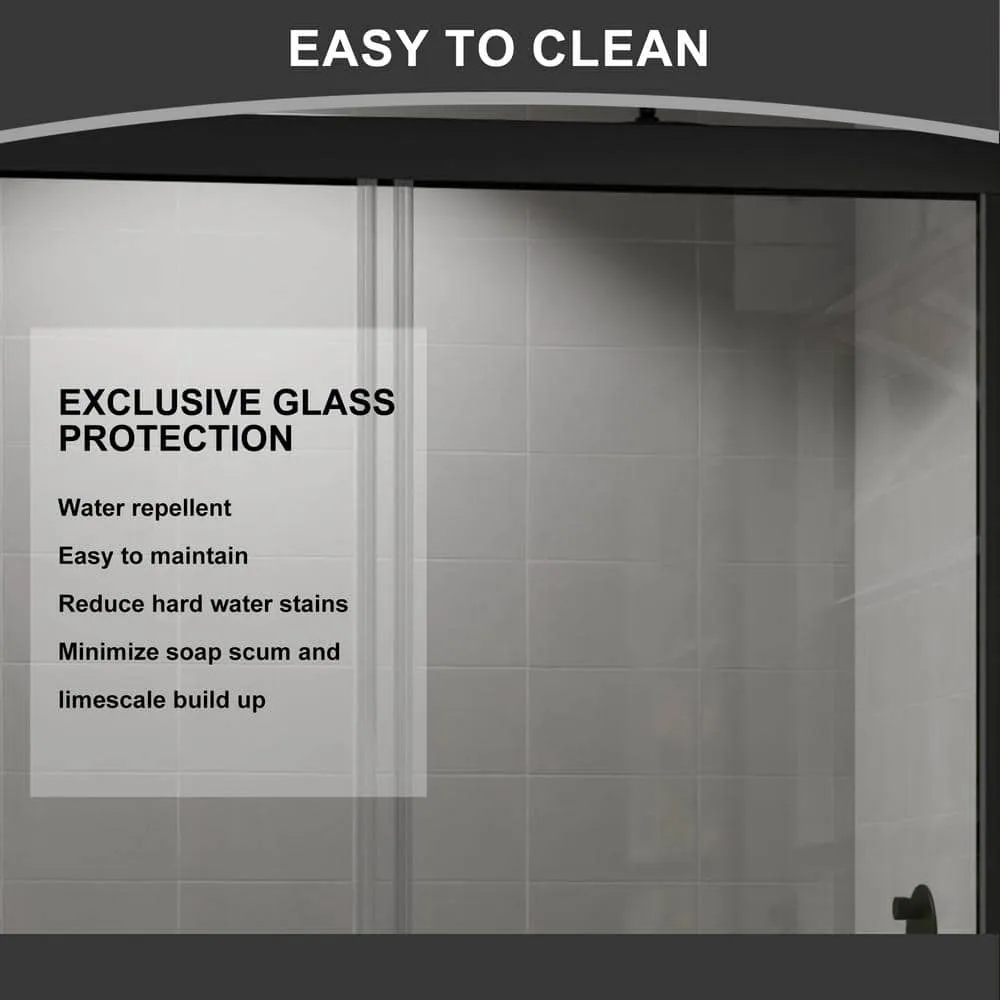 CASAINC 48 in. W x 72 in. H Framed Sliding Shower Door in Black with Tempered Glass, photo 7 of 13