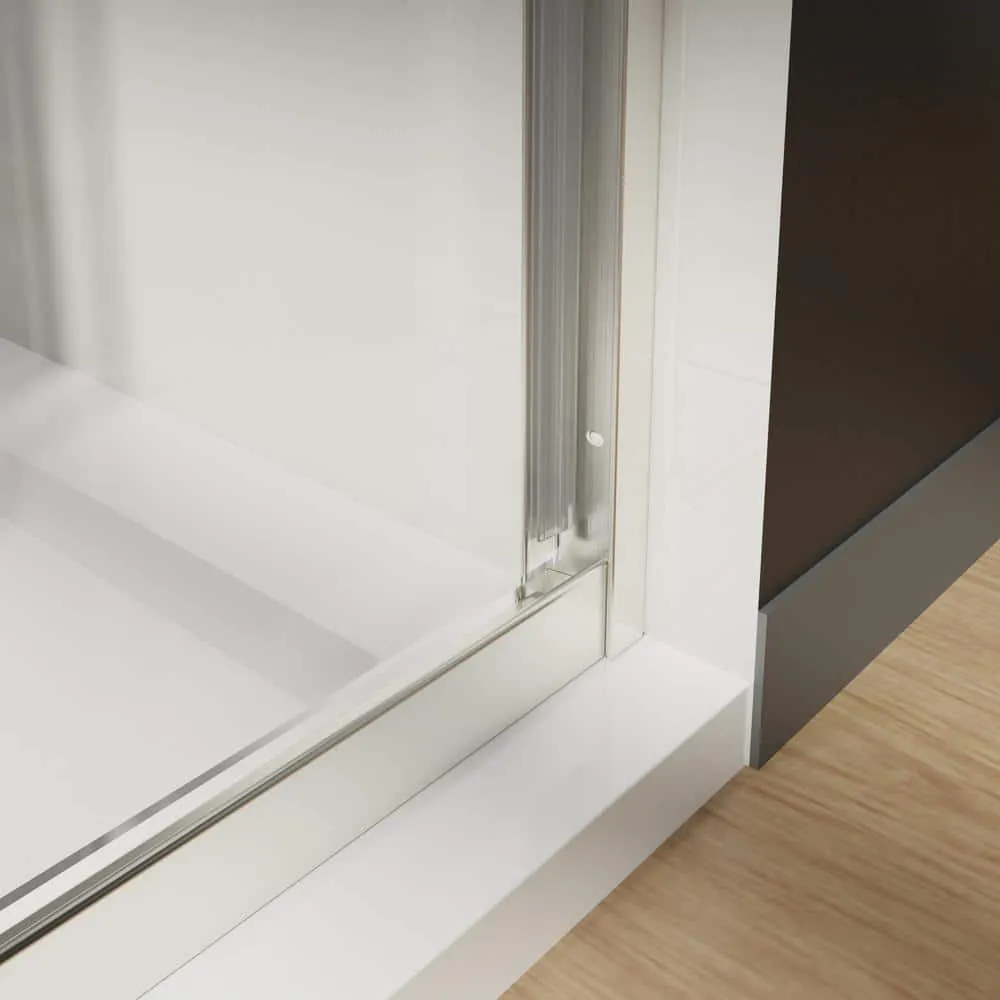 CASAINC 48 in. W x 72 in. H Framed Sliding Shower Door in Brushed Nickel with Tempered Glass, photo 10 of 13