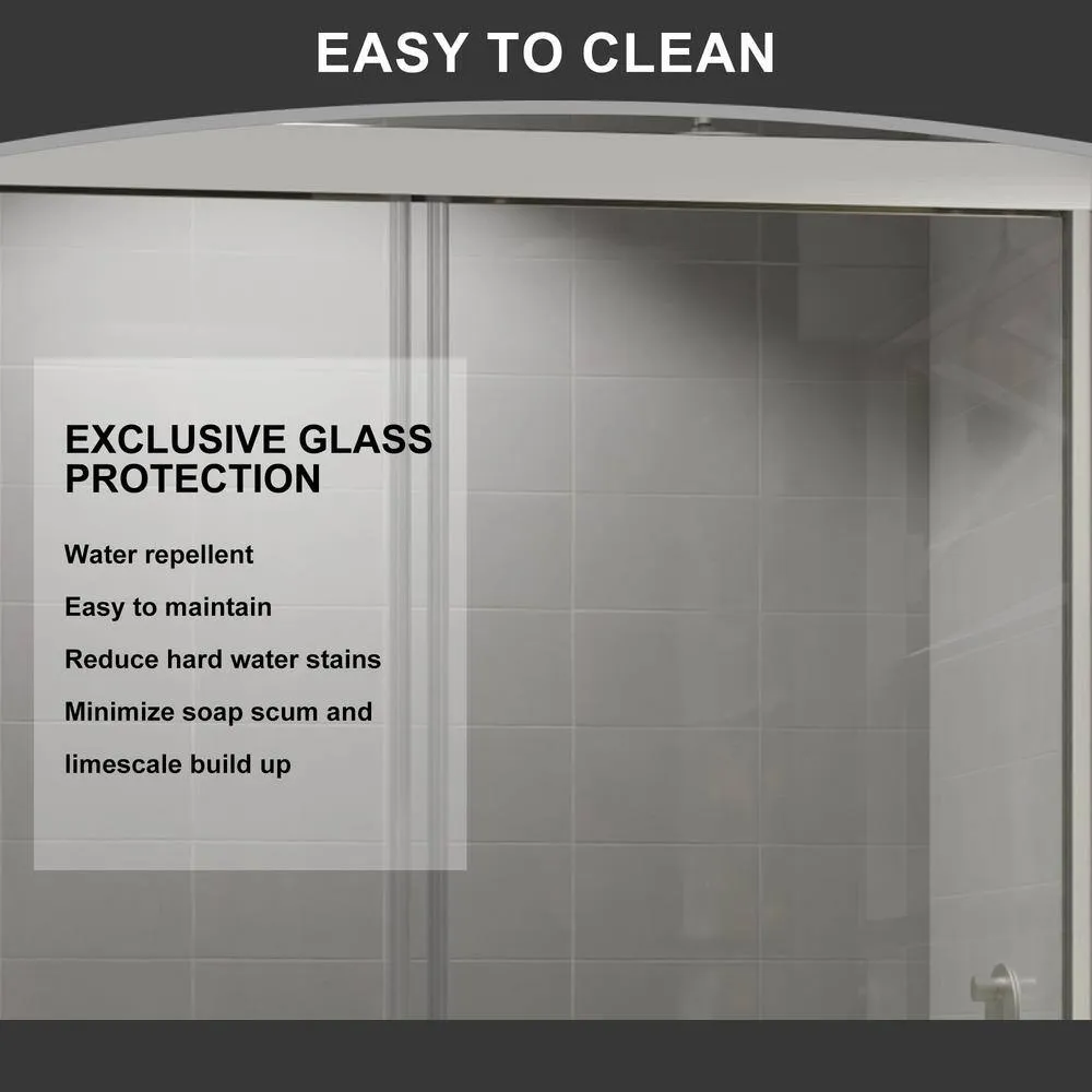 CASAINC 48 in. W x 72 in. H Framed Sliding Shower Door in Brushed Nickel with Tempered Glass, photo 8 of 13