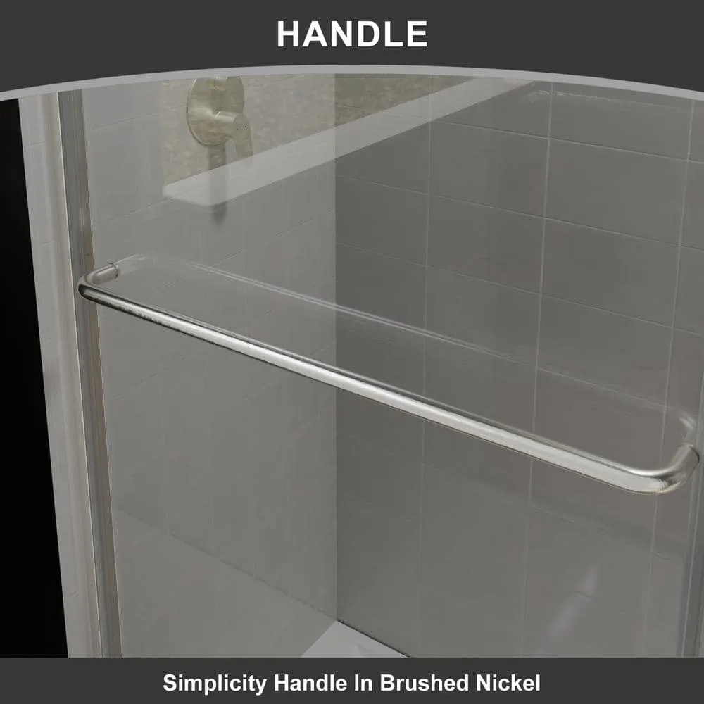 CASAINC 48 in. W x 72 in. H Framed Sliding Shower Door in Brushed Nickel with Tempered Glass, photo 5 of 13