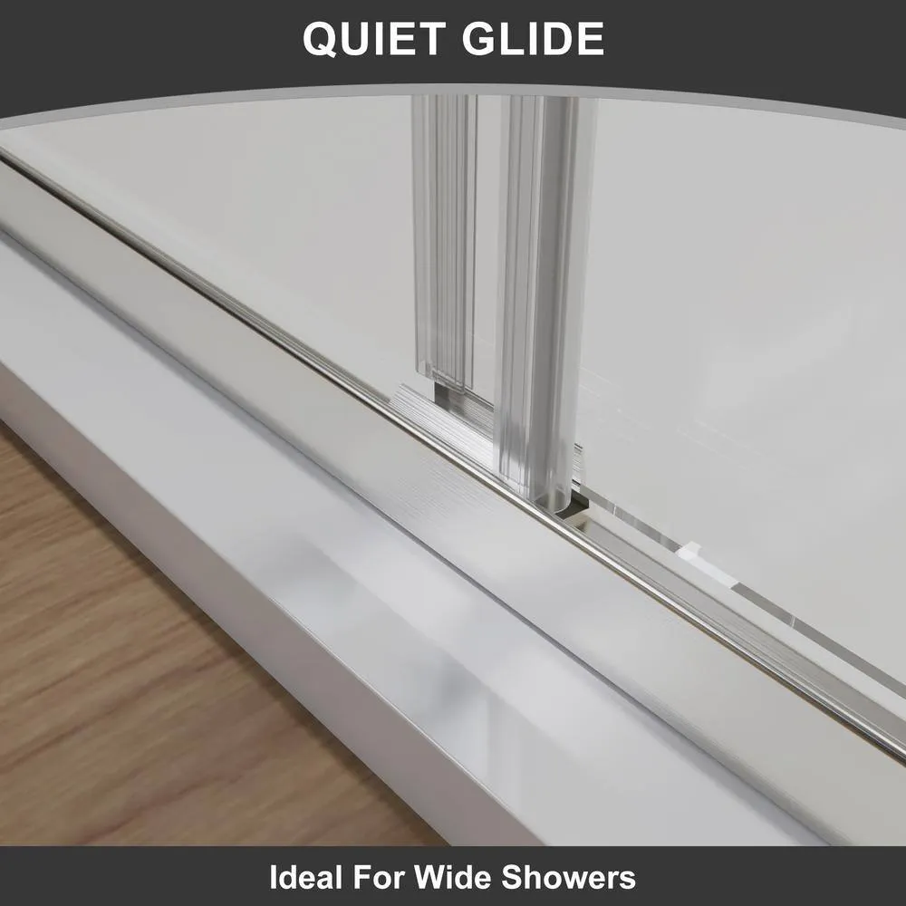 CASAINC 48 in. W x 72 in. H Framed Sliding Shower Door in Brushed Nickel with Tempered Glass, photo 6 of 13