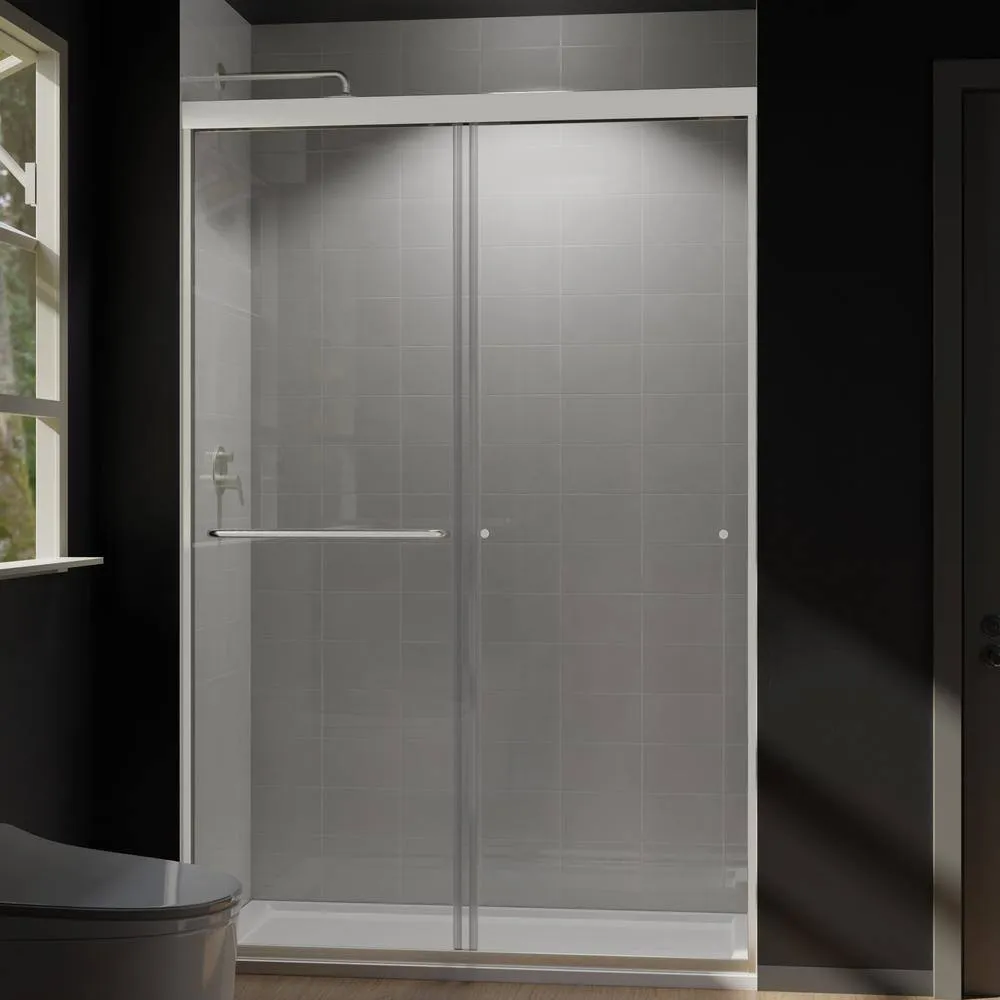 CASAINC 48 in. W x 72 in. H Framed Sliding Shower Door in Brushed Nickel with Tempered Glass, photo 2 of 13