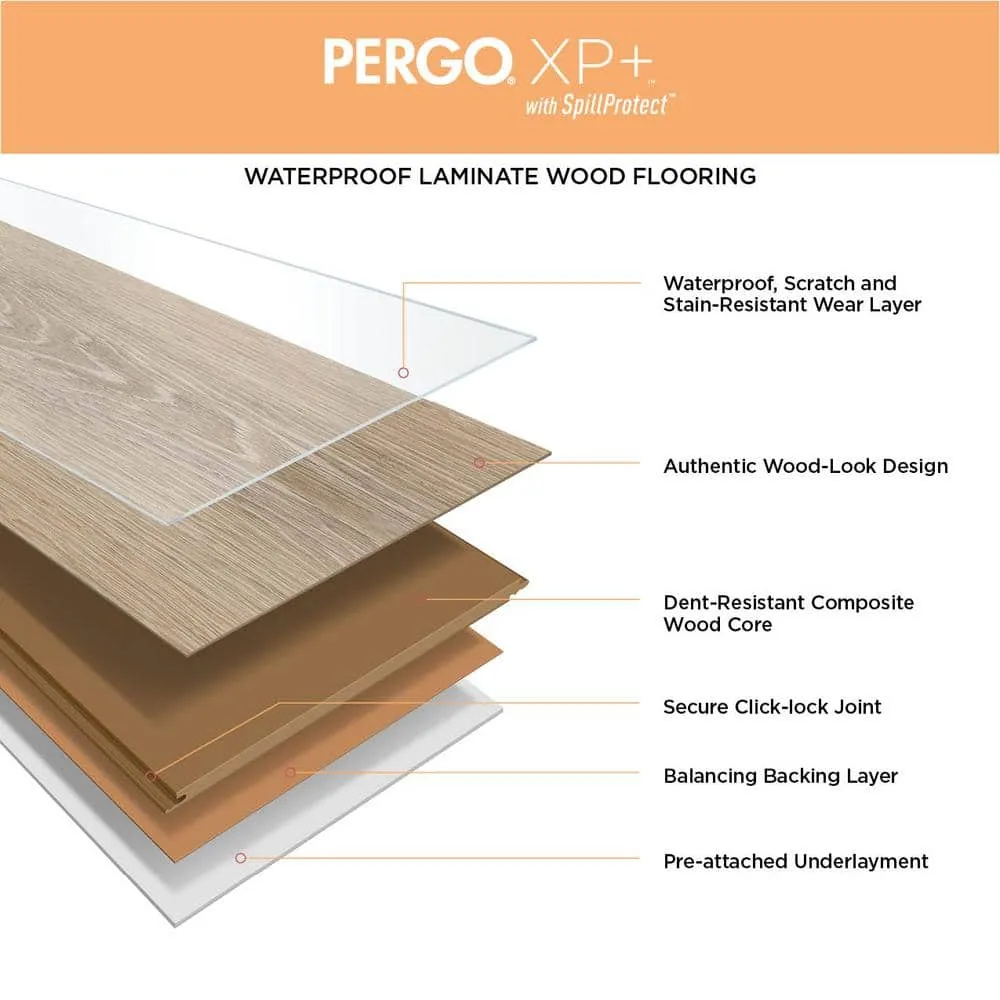 Pergo XP+ Catalina Acacia 10 mm T x 6.1 in. W Waterproof Laminate Wood Flooring (20.15 sqft/case), photo 13 of 15