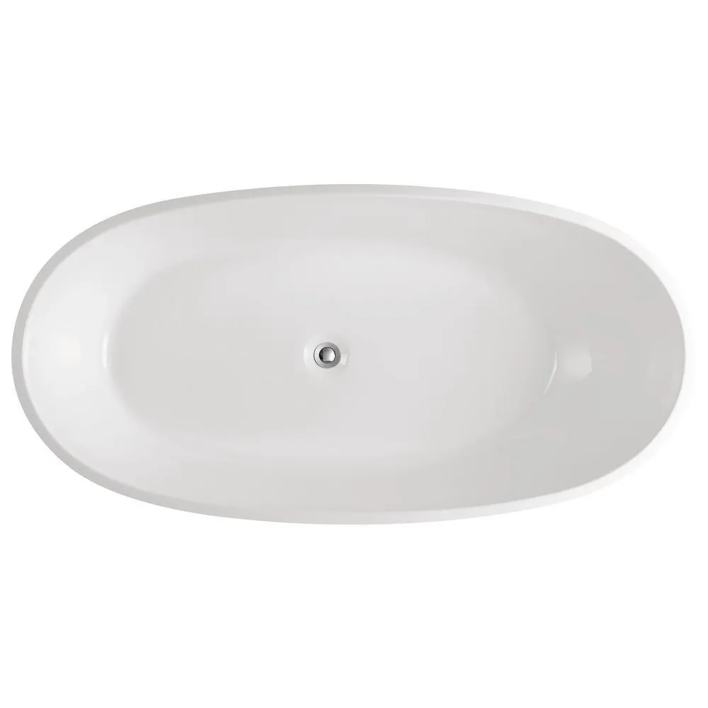 Layla 67 in. Acrylic Classic Flatbottom Non-Whirlpool Freestanding Oval Bathtub in White, photo 2 of 6