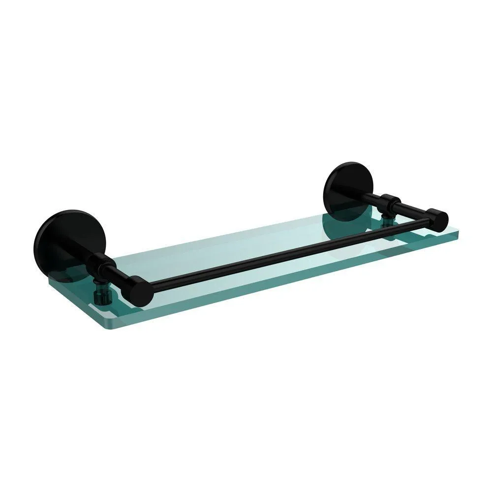 Allied Brass 16 in. L x 3 in. H x 5 in. W Clear Glass Bathroom Shelf with Gallery Rail in Oil Rubbed Bronze, photo 6 of 17